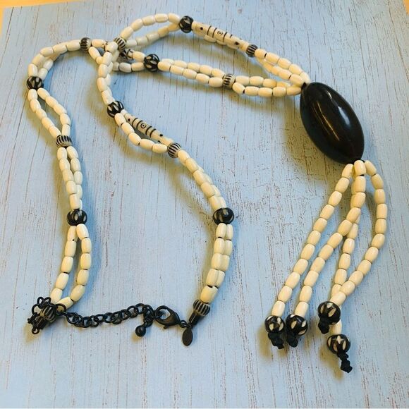 Chico’s Massive LONG Tassel Boho Tribal Ethnic Totem Beaded Statement Necklace - Picture 1 of 2